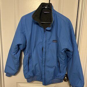 Patagonia Blue Ski & Snow Jacket with Dark Gray Fleece Collar